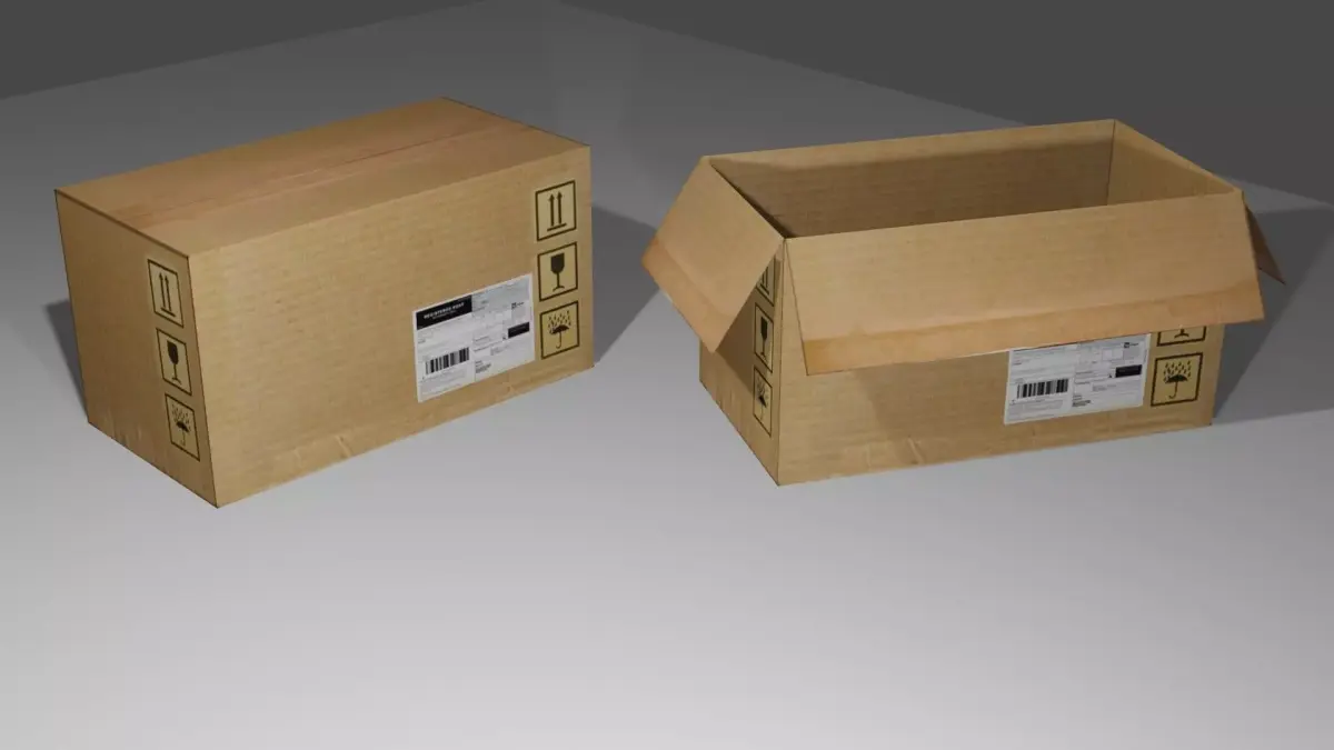 Cardboard Box - Package - Caixa Papelao Low-poly 3D model