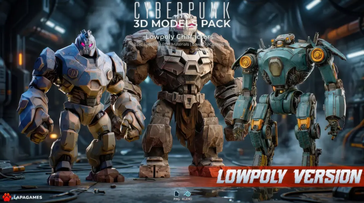 Cyberpunk Heavy Mechs LowPoly Low-poly 3D model