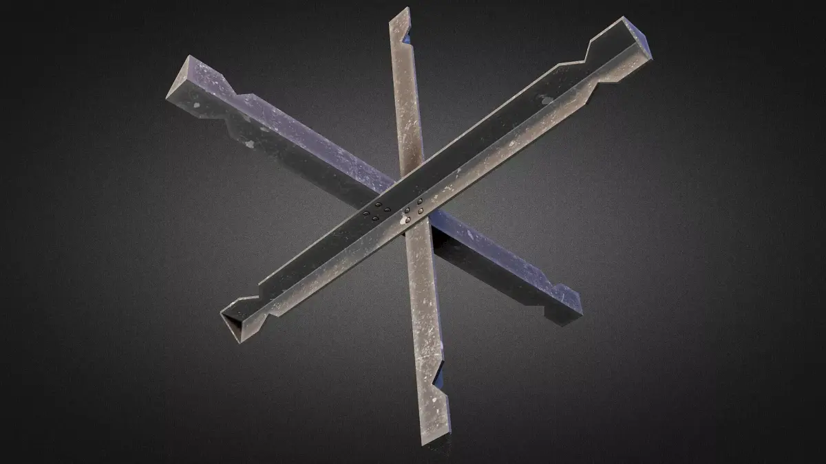 Hedgehog metal cross Low-poly 3D model