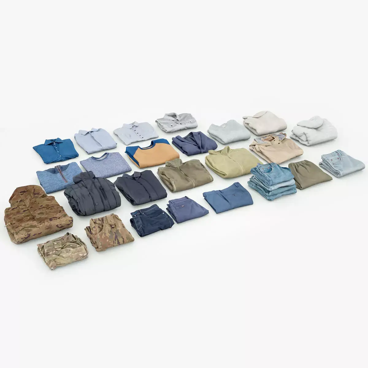 Clothing collection 25 items jeans coat shirt jacket pullover  3D model