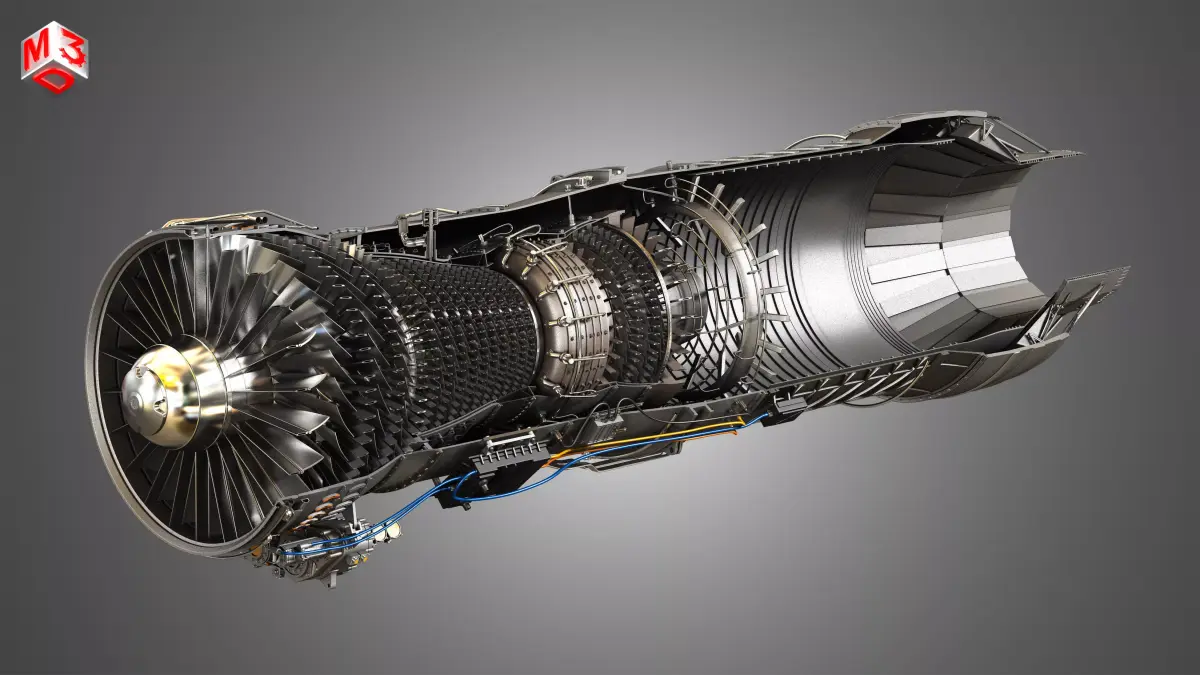 F100 - PW - 220 Turbofan Engine - Cutaway 3D model