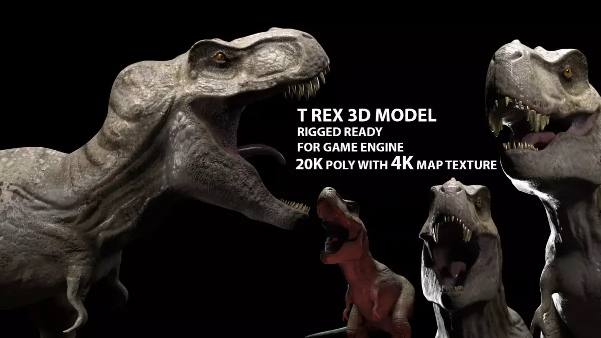 Trex dinosaur game model Tyrannosaurus  Low-poly 3D model