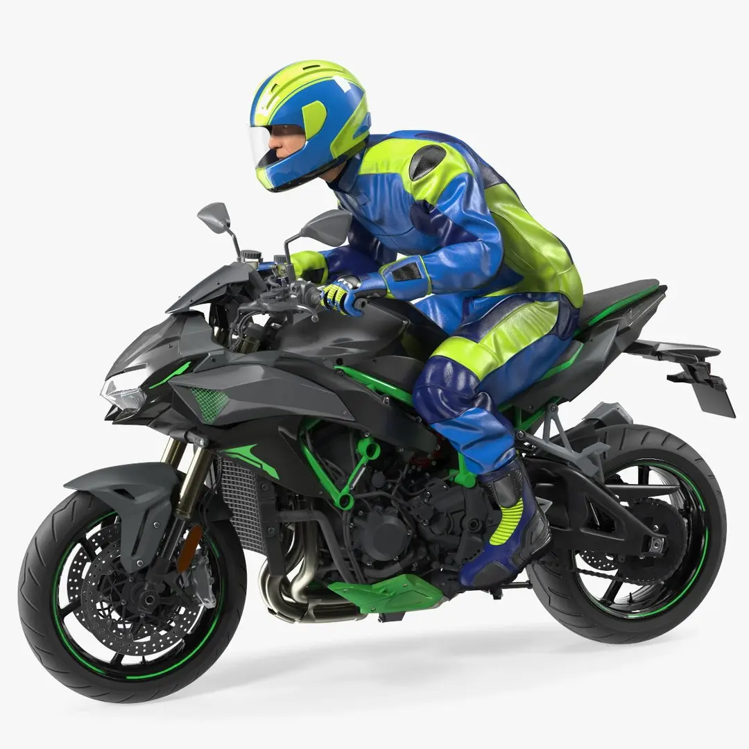 Motorcycle Racer with Sport Motorbike 3D model