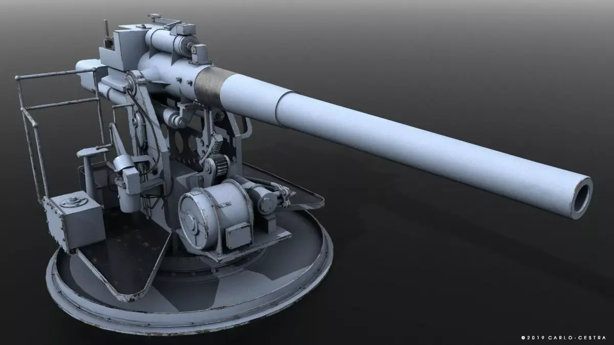 QF 120mm Mk VIII naval gun Low-poly 3D model