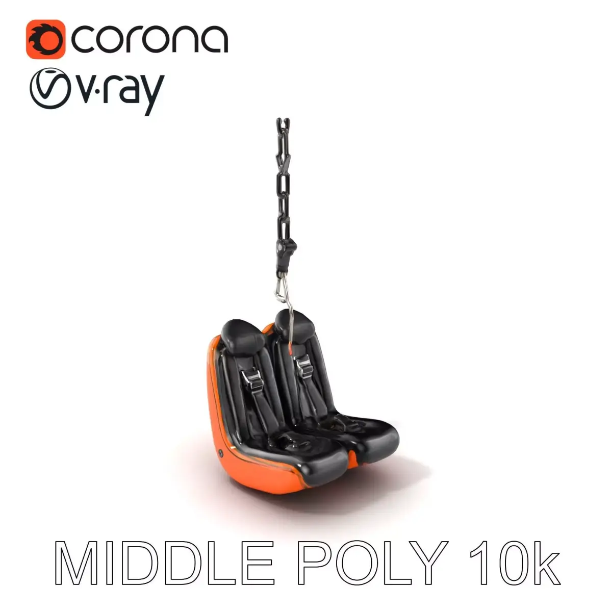 Thrill Ride Drop Tower Seat model pack Low-poly 3D model