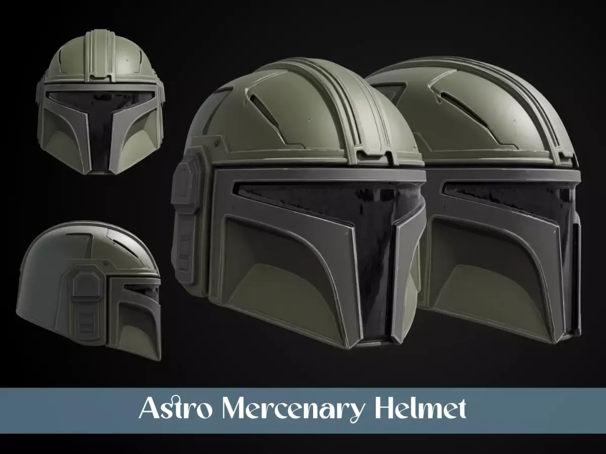 Stylized Interstellar Bounty Hunter Helmet - Astro Mercenary 3D print model