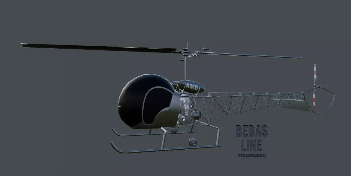 Lowpoly Bell H-13 Sioux Low-poly 3D model