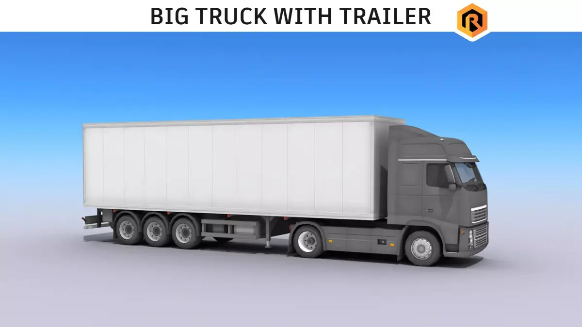 Big Truck With Trailer Low-poly 3D model