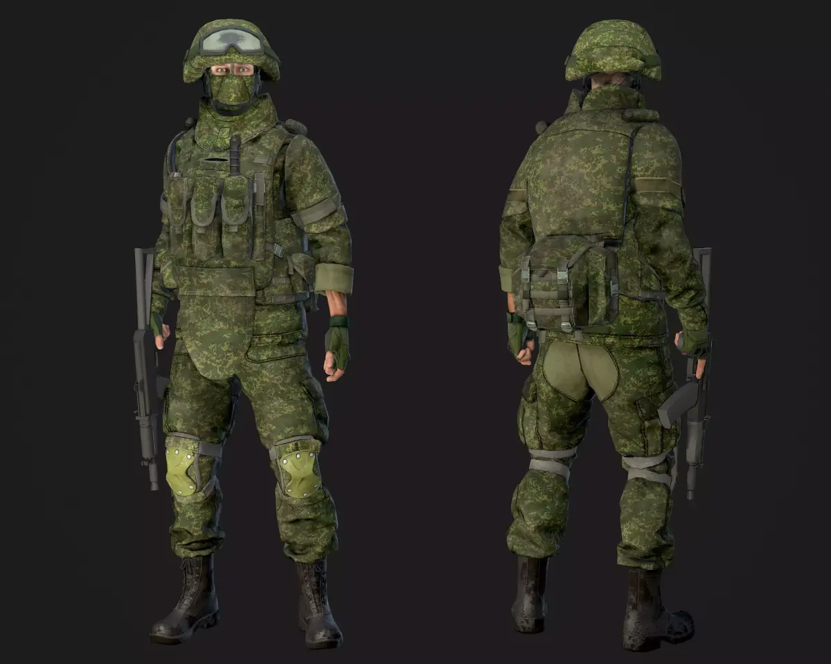 Soldier in Equipment Ratnik Low-poly 3D model