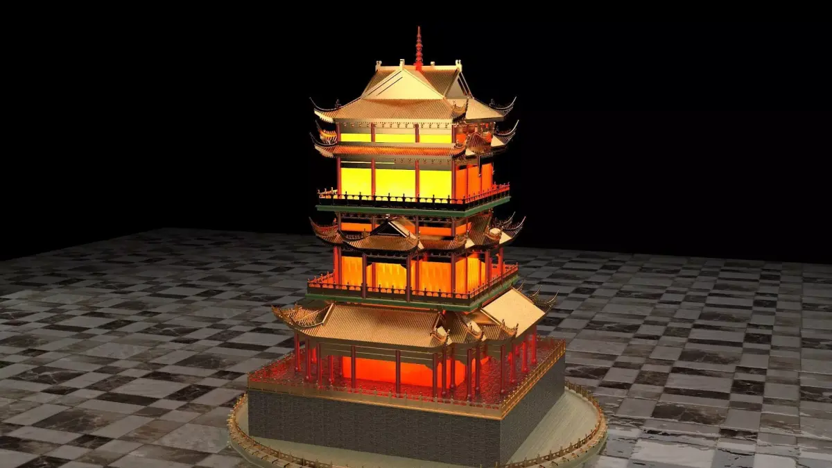 Chinese ancient tower  3D model get