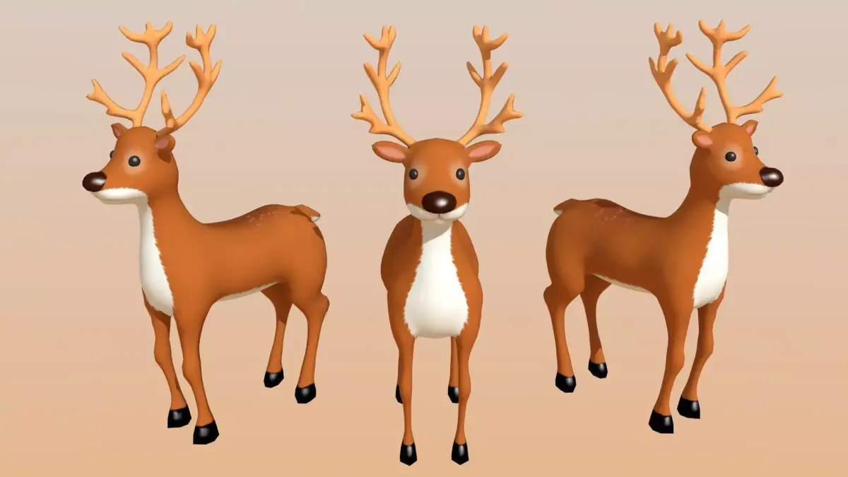 Reindeer Cartoon Lowpoly Low-poly 3D model