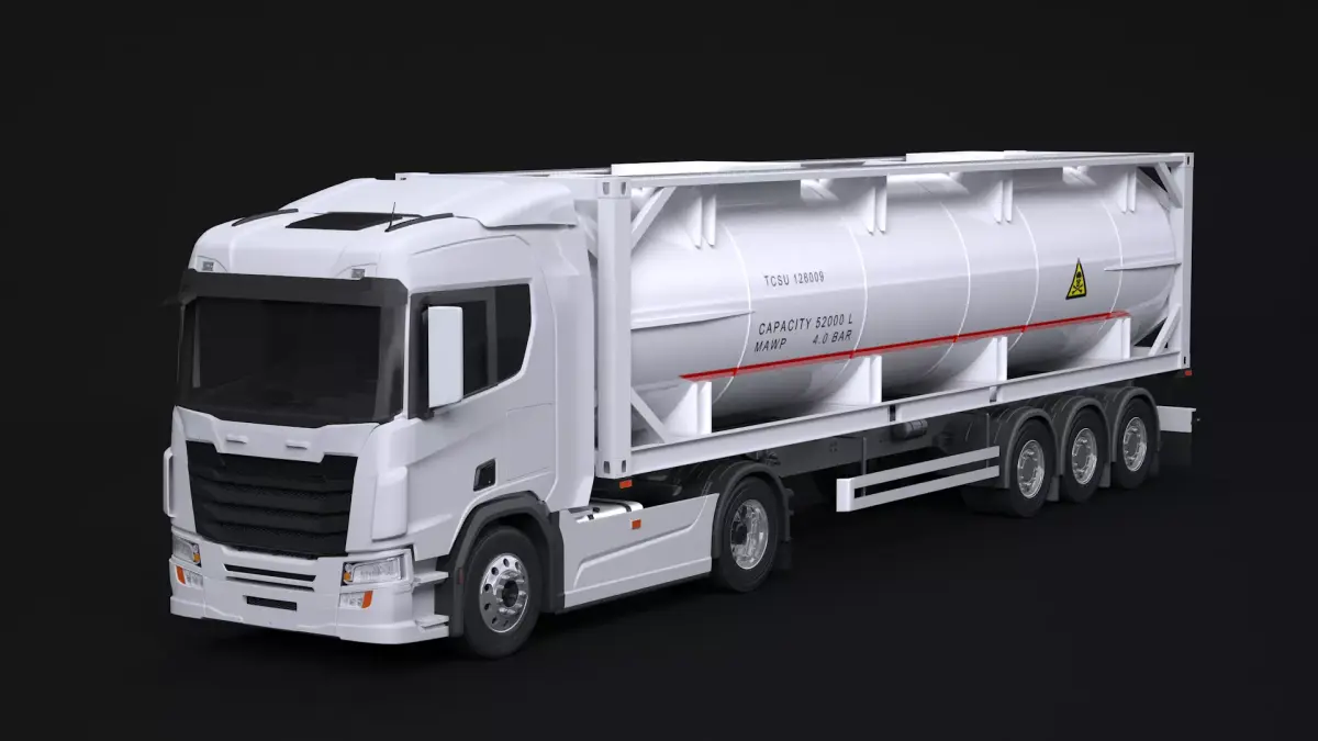 Euro Truck and ISO Tanker Trailer 3D model