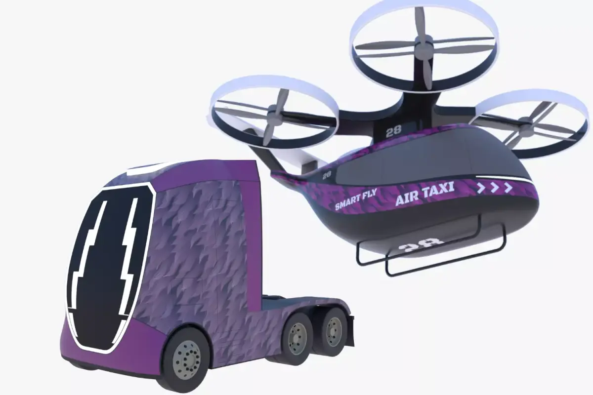 Future truck and drone PBR 3D Model Collection