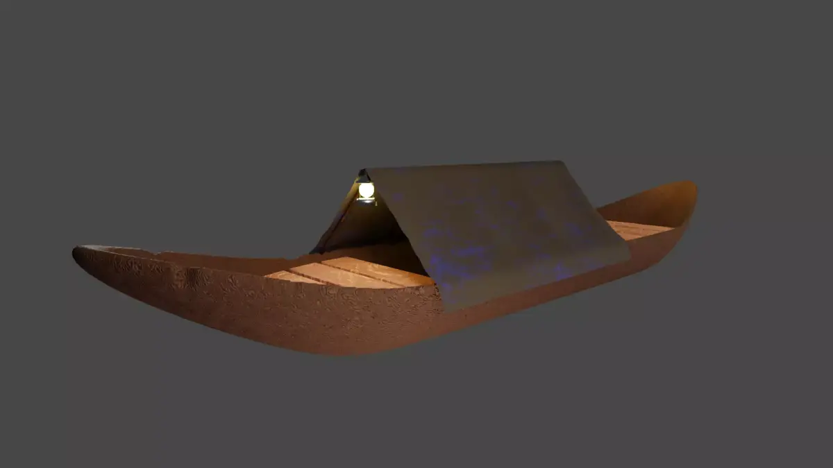 Wooden Old Canoe 3D model