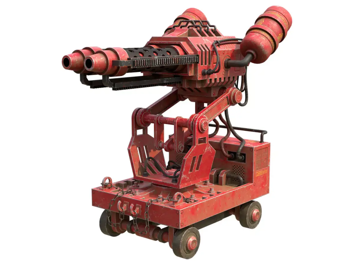 Flamethrower Turret-1-Red 3D model
