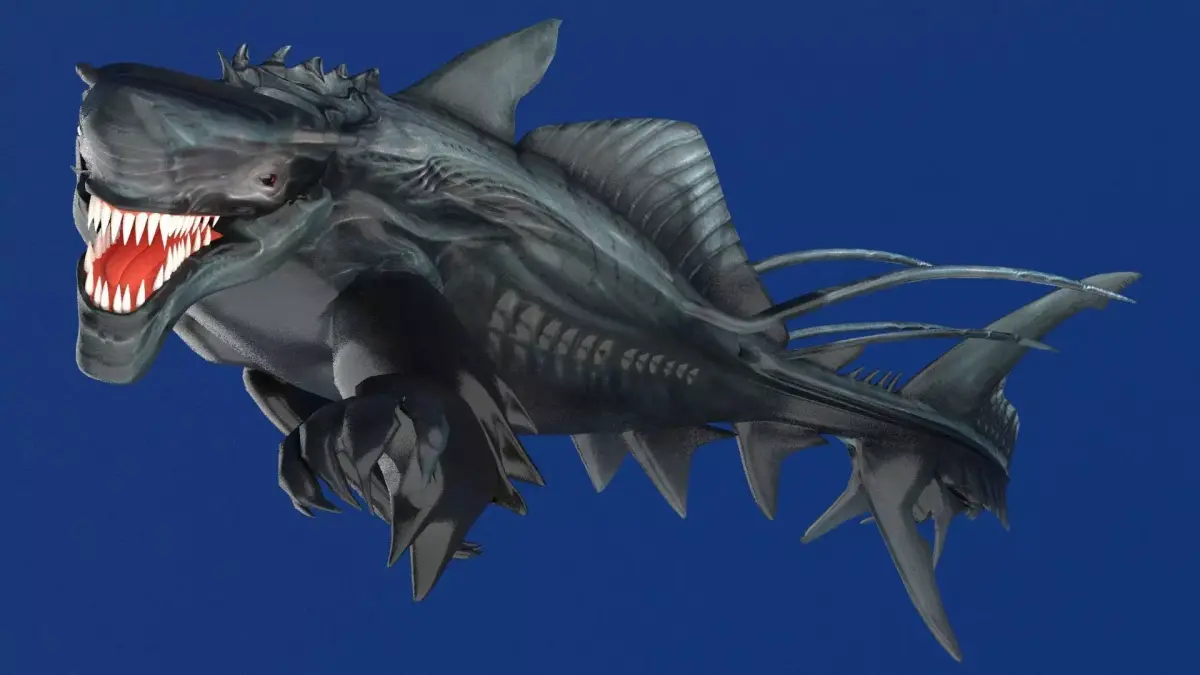 Sea monster leviathan Low-poly 3D model