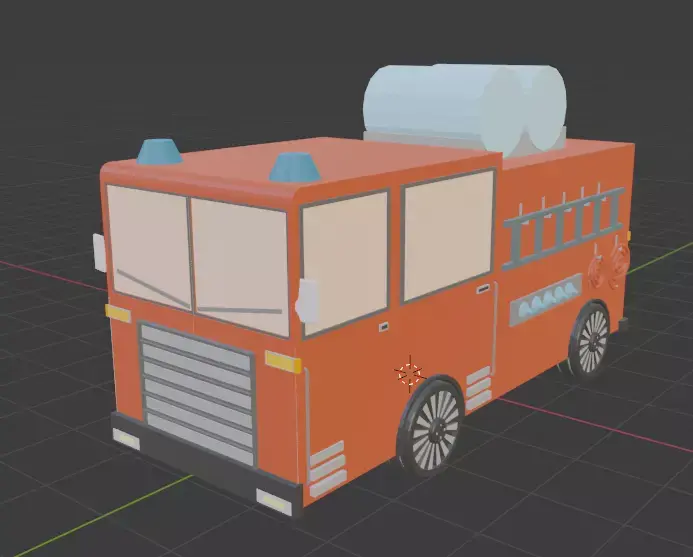 low poly fire truck model  Free low-poly 3D model