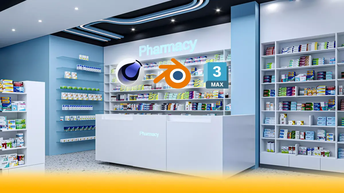 Pharmacy Low-poly 3D model Low-poly 3D model