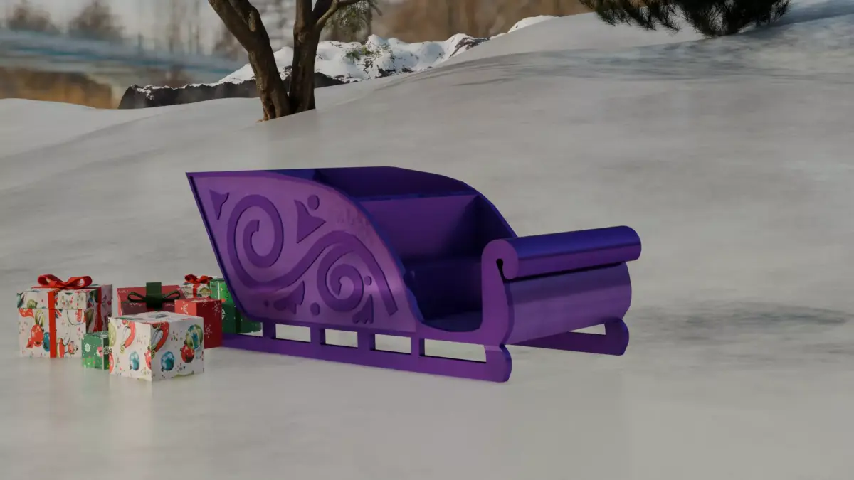 Low Poly Santa Sleigh 1964 Rudolph the Red Nose Reindeer Low-poly 3D model