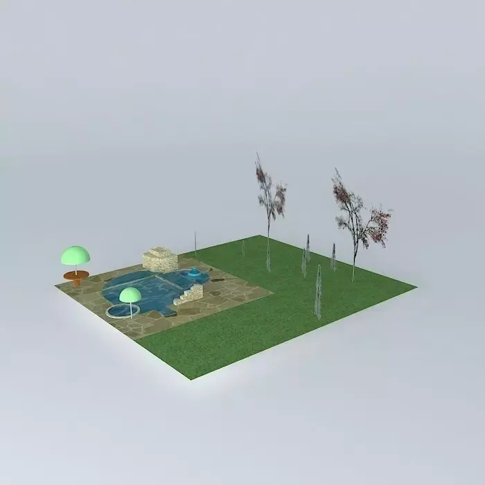 Natural Pool, Fish Farm with Landscaping Free 3D model
