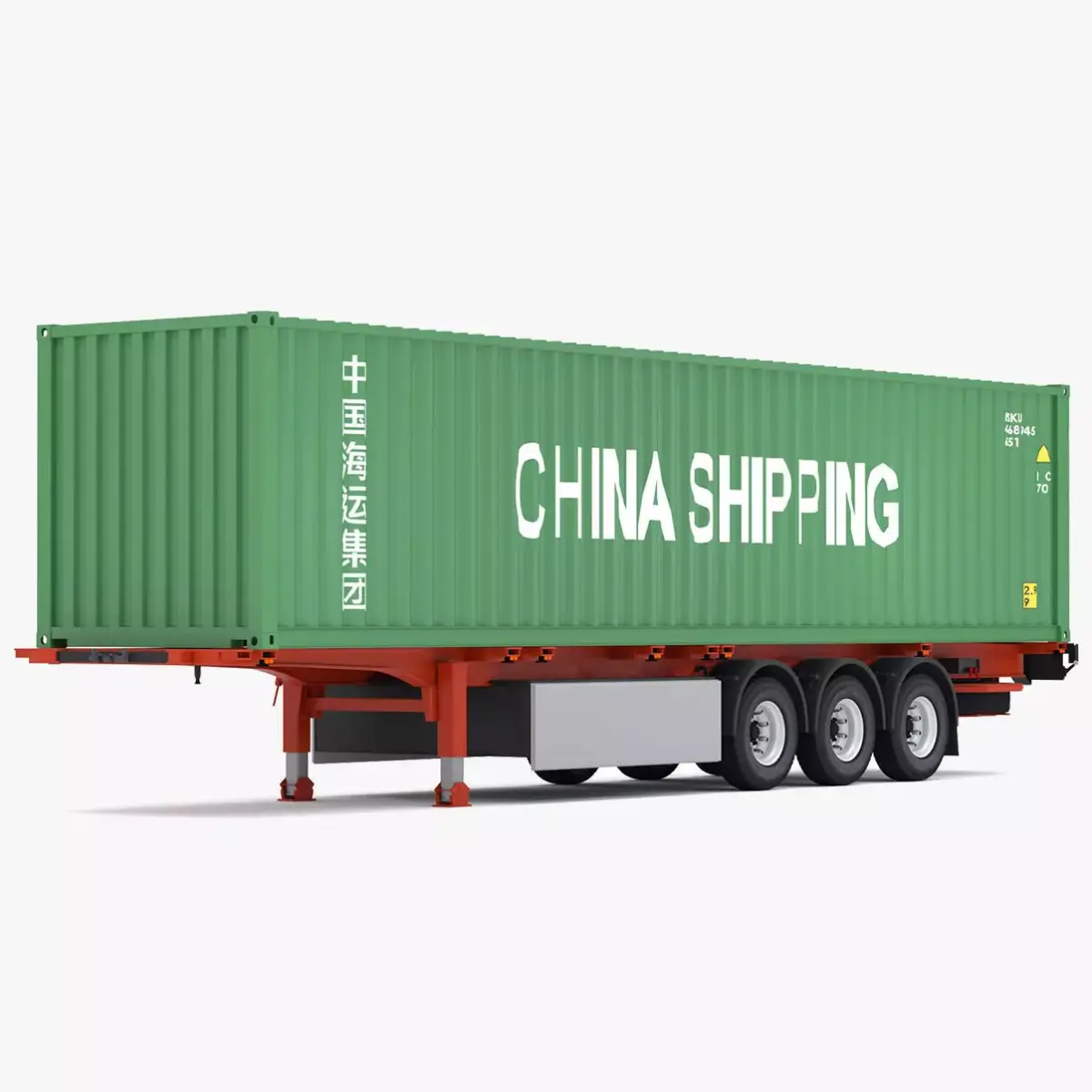 Chassis Semi Trailer with China Shipping Container 3D model
