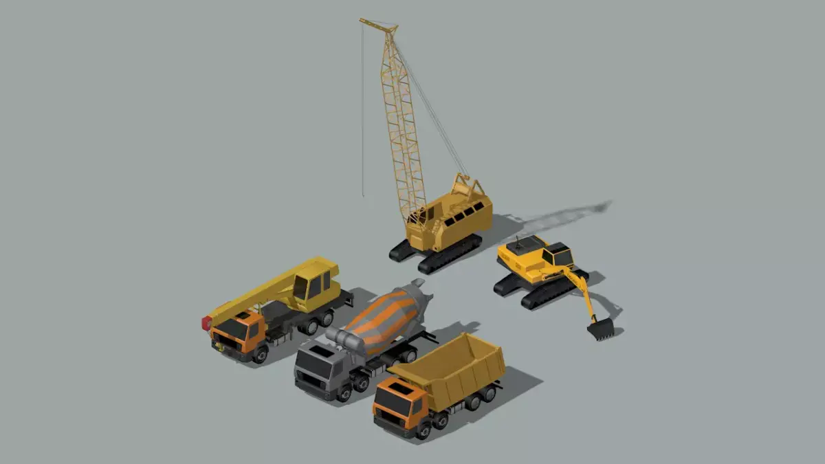 set of construction equipment 3D model