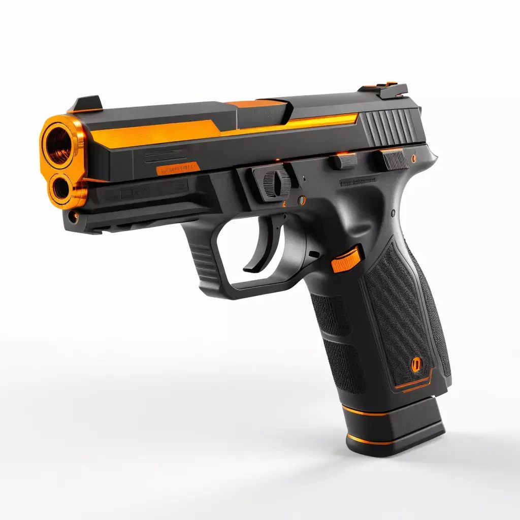 SciFi Handgun with Orange Glow 3D model