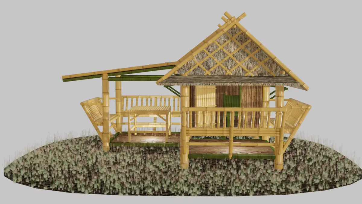 Thailand Bamboo hut style 3d model Free low-poly 3D model