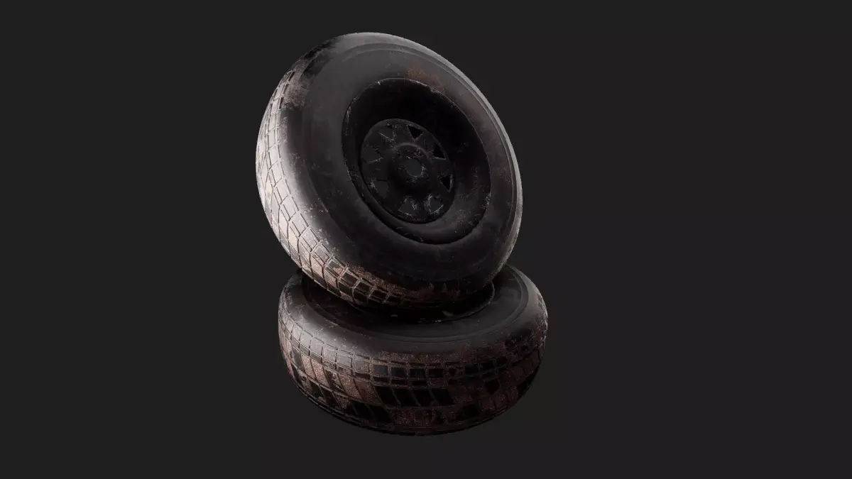 old dirty wheel with tyre and rim 3d model 3D model