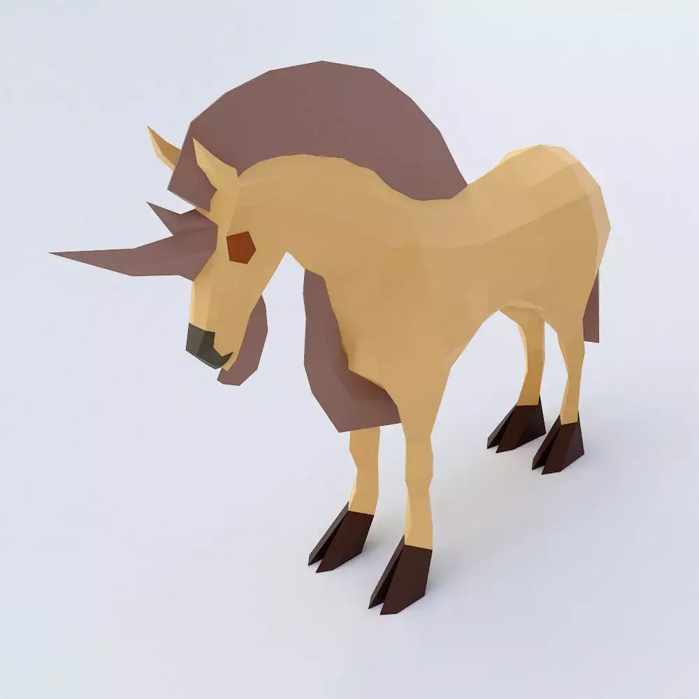 Horse 3d model unicorn Low-poly 3D model
