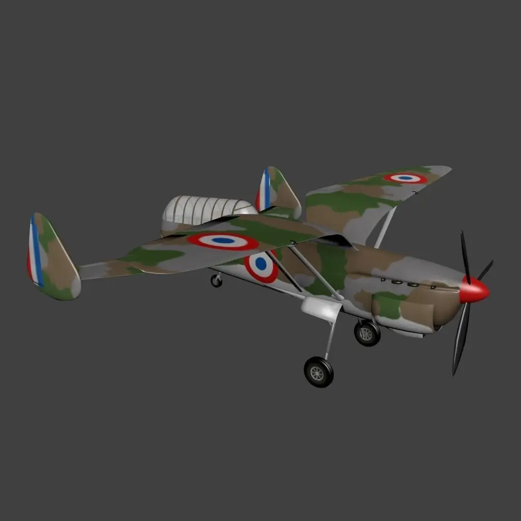 Arsenal-Delanne-10 plane in camouflage Low-poly 3D model