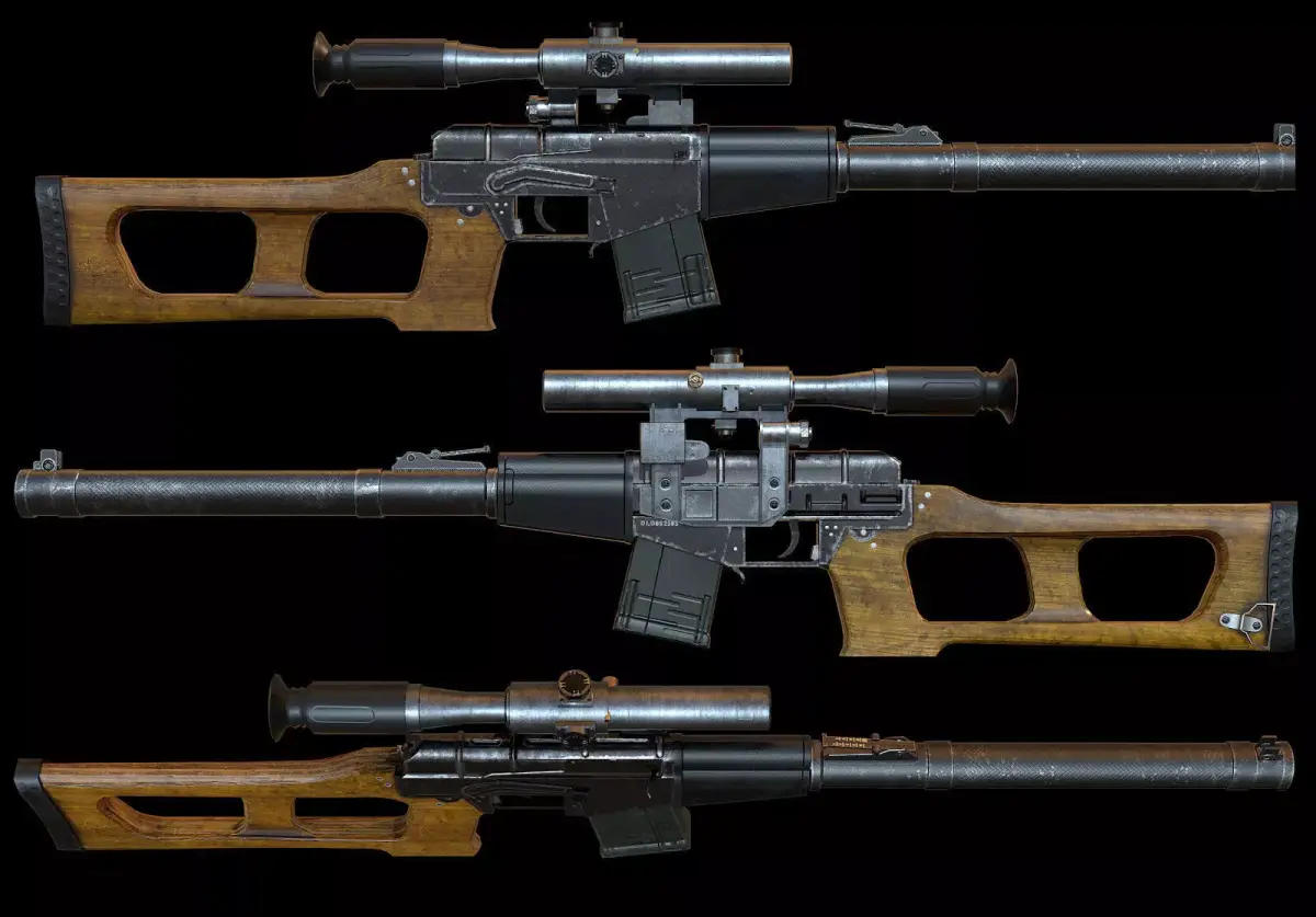 Sniper Rifle Vintorez VSS Low-poly 3D model
