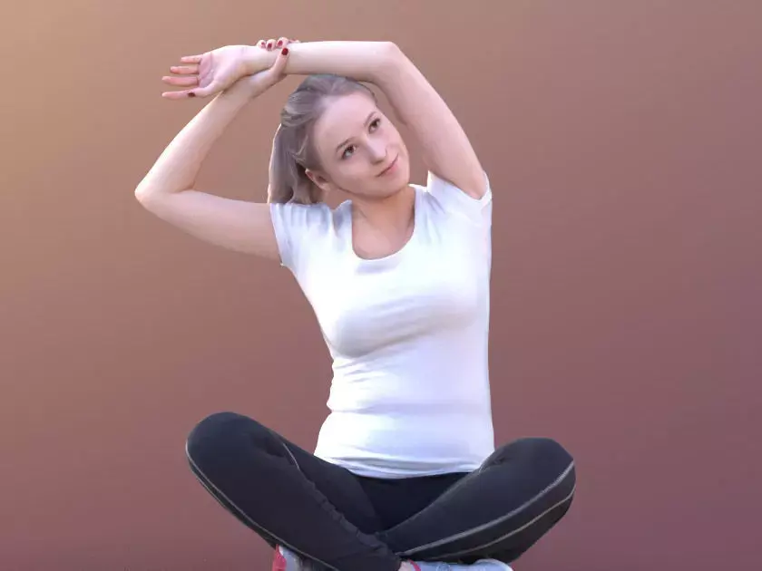 Elena 10677 - Sporty Woman Sitting On The Ground Stretching 3D model