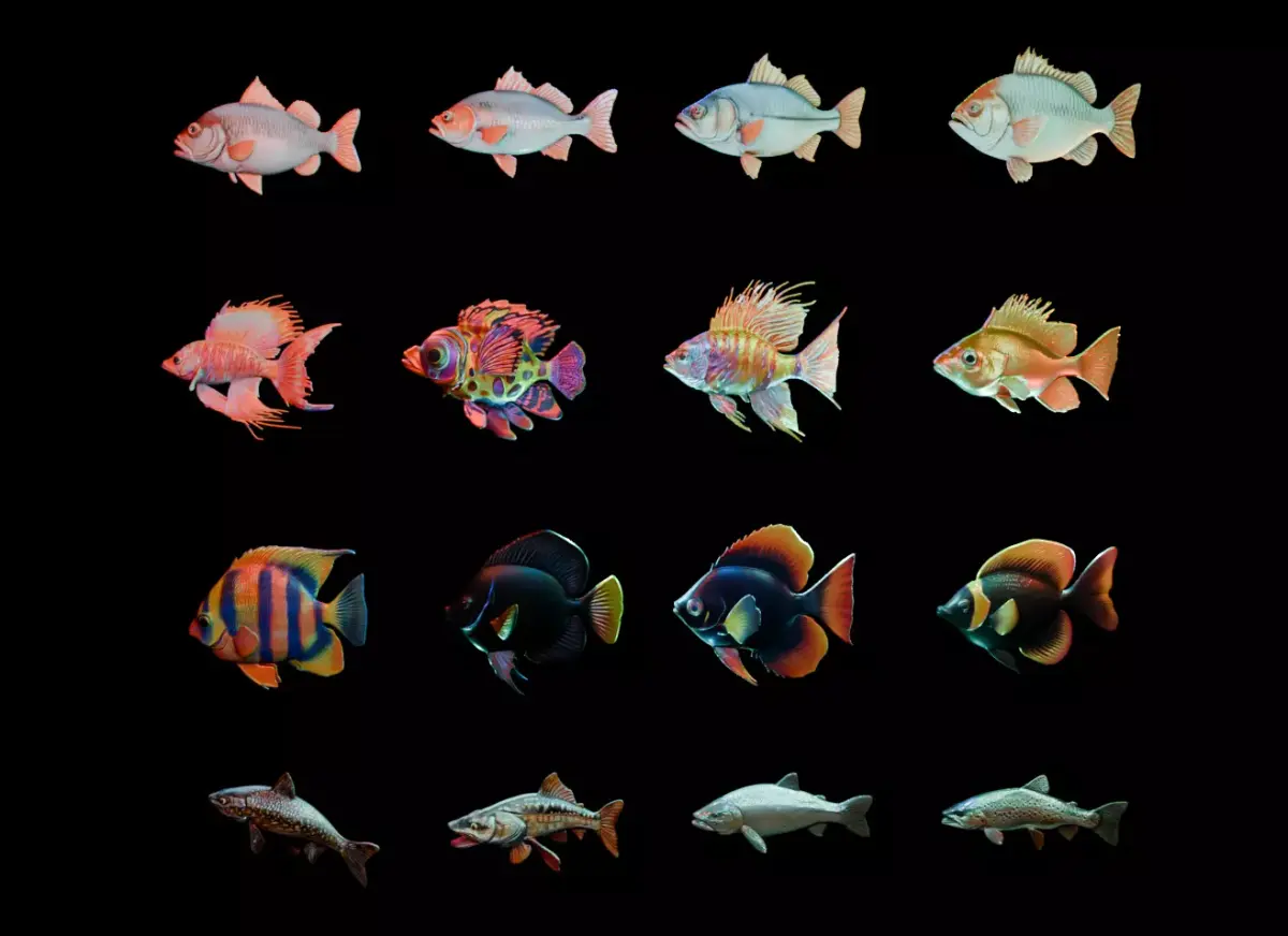 Tropical Freshwater Fish Pack Low-poly 3D model