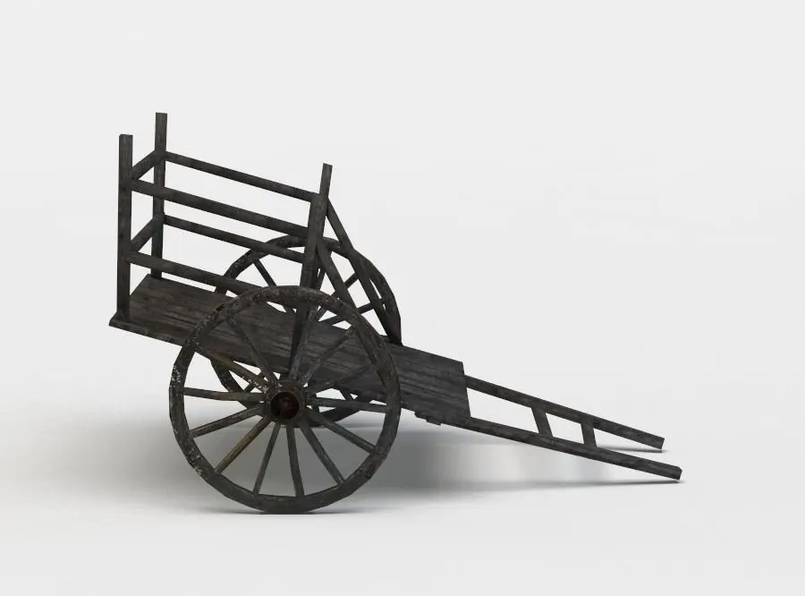 Hay wagon Low-poly 3D model