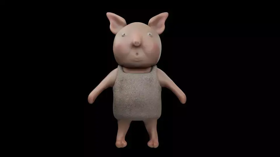 A creepy pig character 3D model