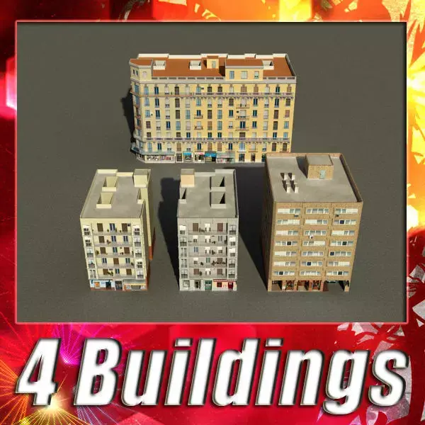 Building Collection 89-92 Low-poly 3D model