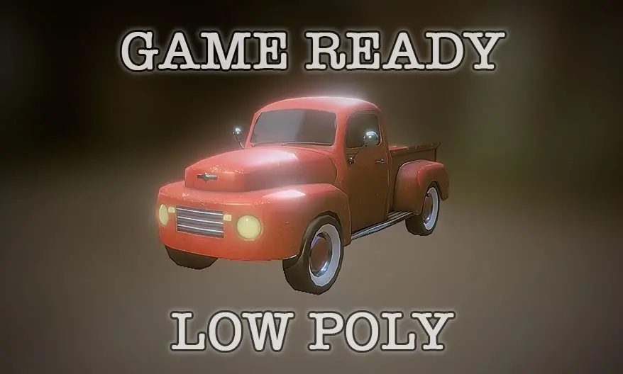 Game Ready Old Pickup Truck PBR Low-poly 3D model