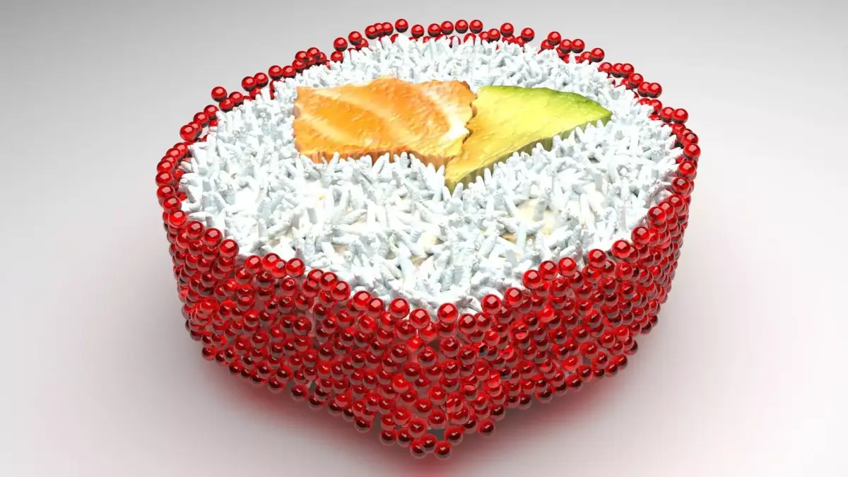 Sushi Roll With Red Caviars 3D model