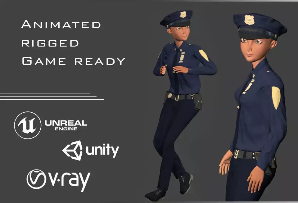 Policeman Character - Ella Low-poly 3D model