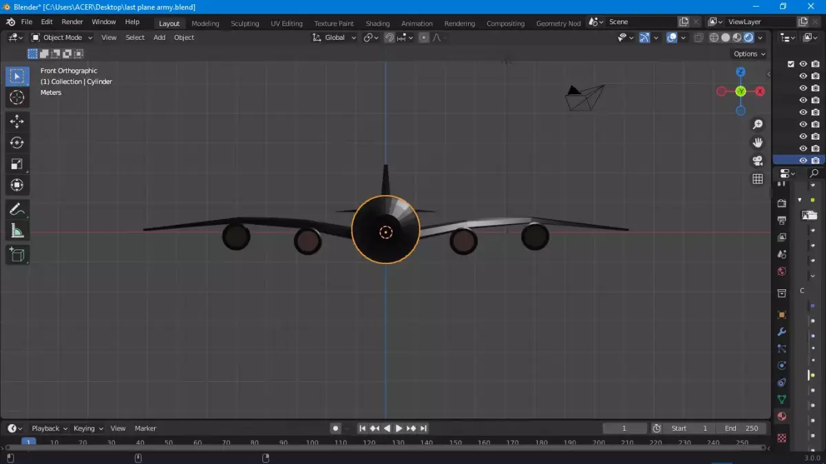 Aeroplan four engine air bus  Low-poly 3D model