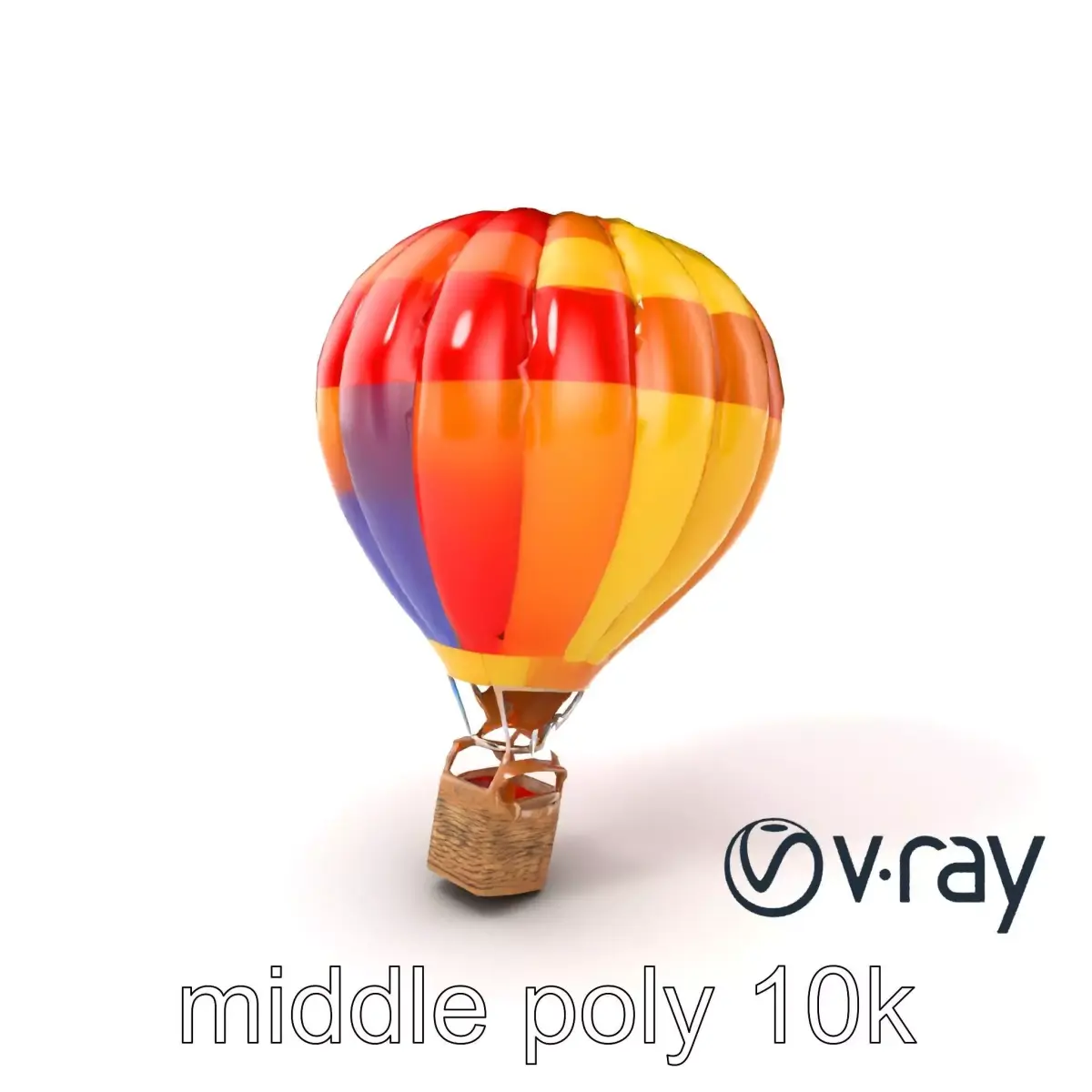 Rainbow Gradient Hot Air Balloon 3D Model Pack Low-poly 3D model