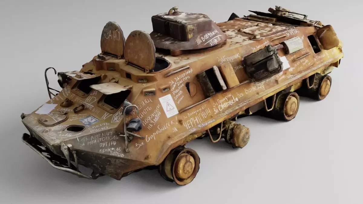 Destroyed BTR-80 wheeled amphibious armoured personnel carrier 3D model buy