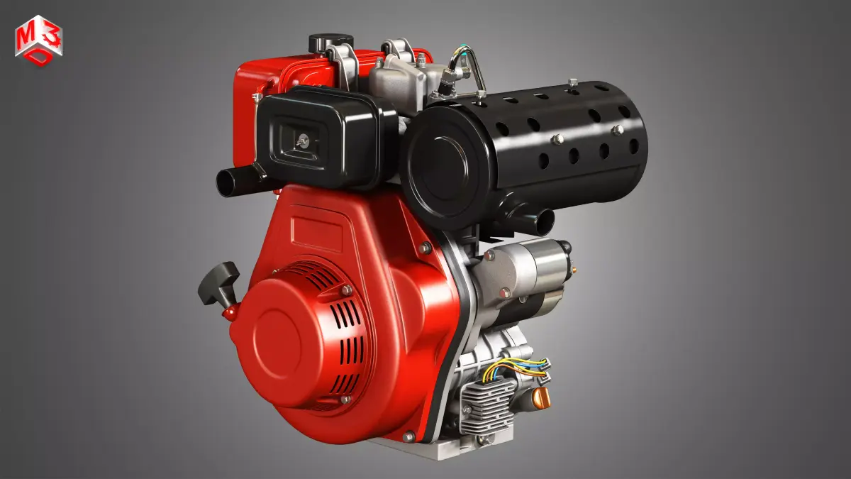 KD192F Single Cylinder Air-Cooled Engine 3D model