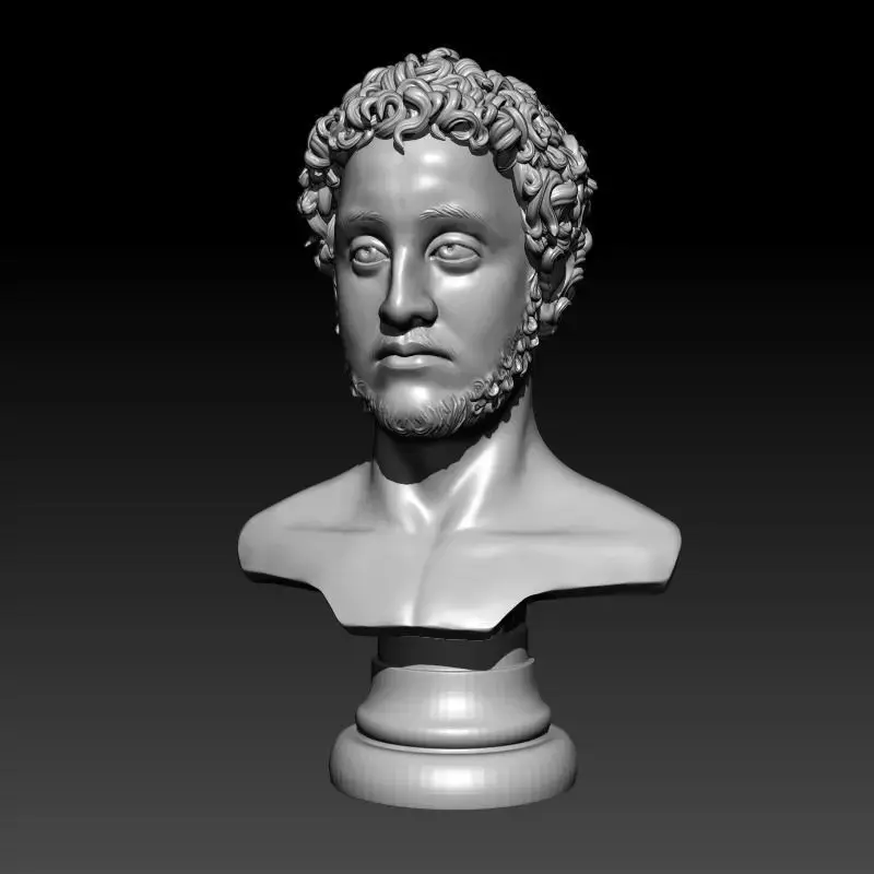 Commodus bust of man with curly hair 3D print model purchase