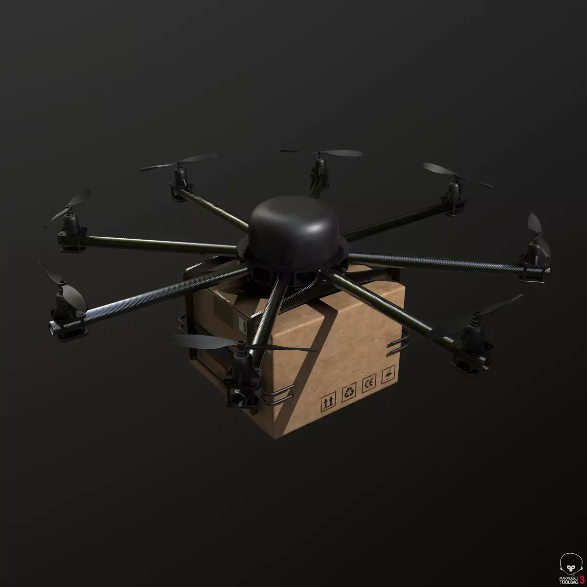 Cargo drone-medic and package 3D model
