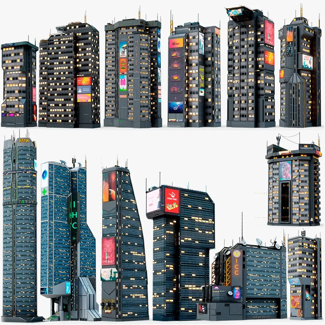 X14 Sci-Fi Futuristic Buildings PBR Vol 2 3D model