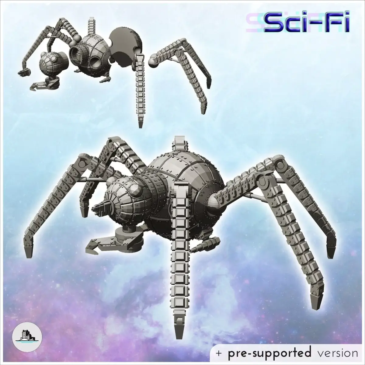 Futuristic six-legged airborne robot with cannon 28 - Future Sci 3D print model