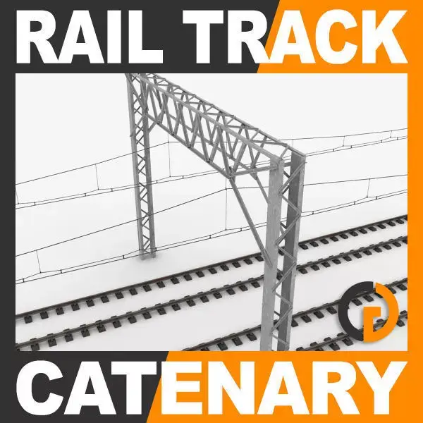 Railway Track and Catenary 3D model