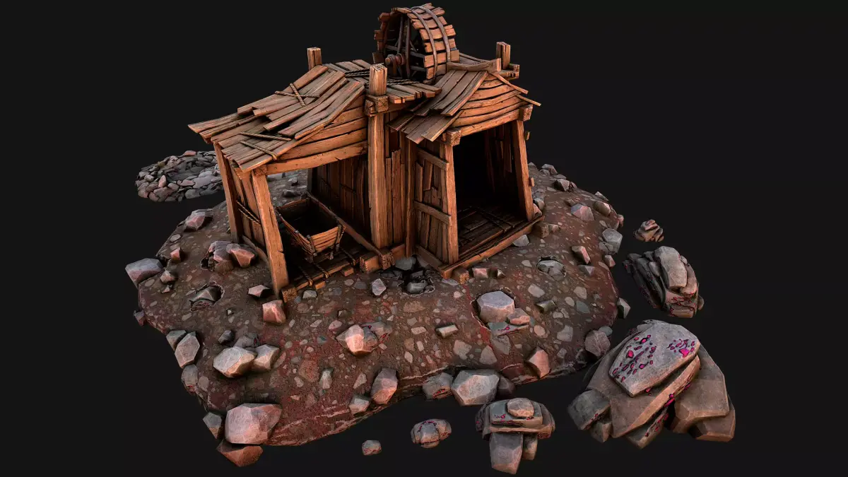 Medieval GemStone Mineral Ore Mine Low-poly 3D model